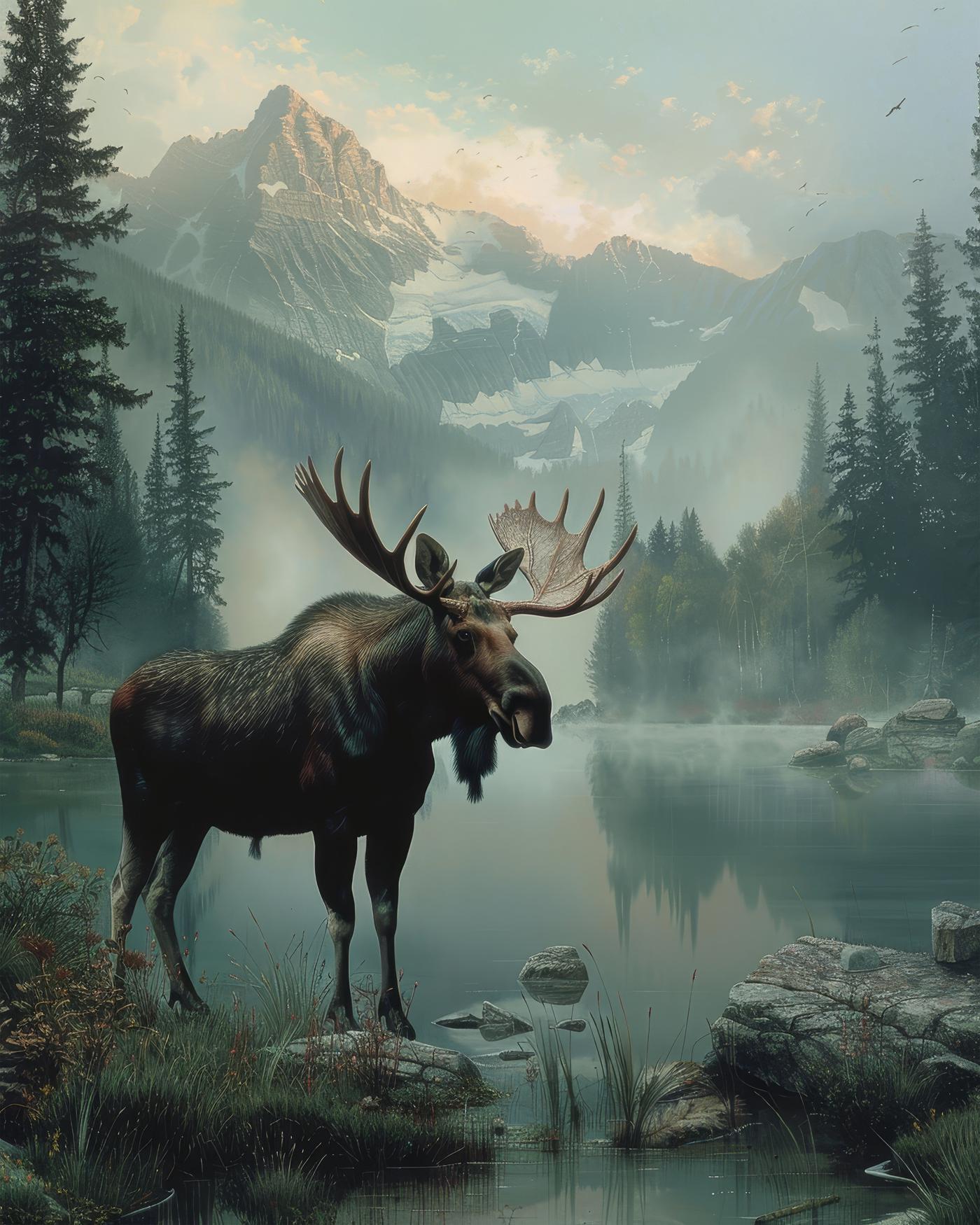 Obrazy na stěnu - LOS U RYBNÍKA Rozměr: 80x100 cm, Rámování: bez rámu a bez vypnutí plátna