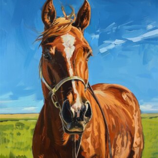 Obrazy na stěnu - REZAVÝ KŮŇ S UZDEČKOU Rozměr: 80x100 cm, Rámování: bez rámu a bez vypnutí plátna