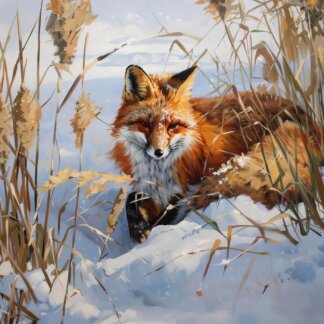 Obrazy na stěnu - LIŠKA VE SNĚHU Rozměr: 80x100 cm, Rámování: vypnuté plátno na rám