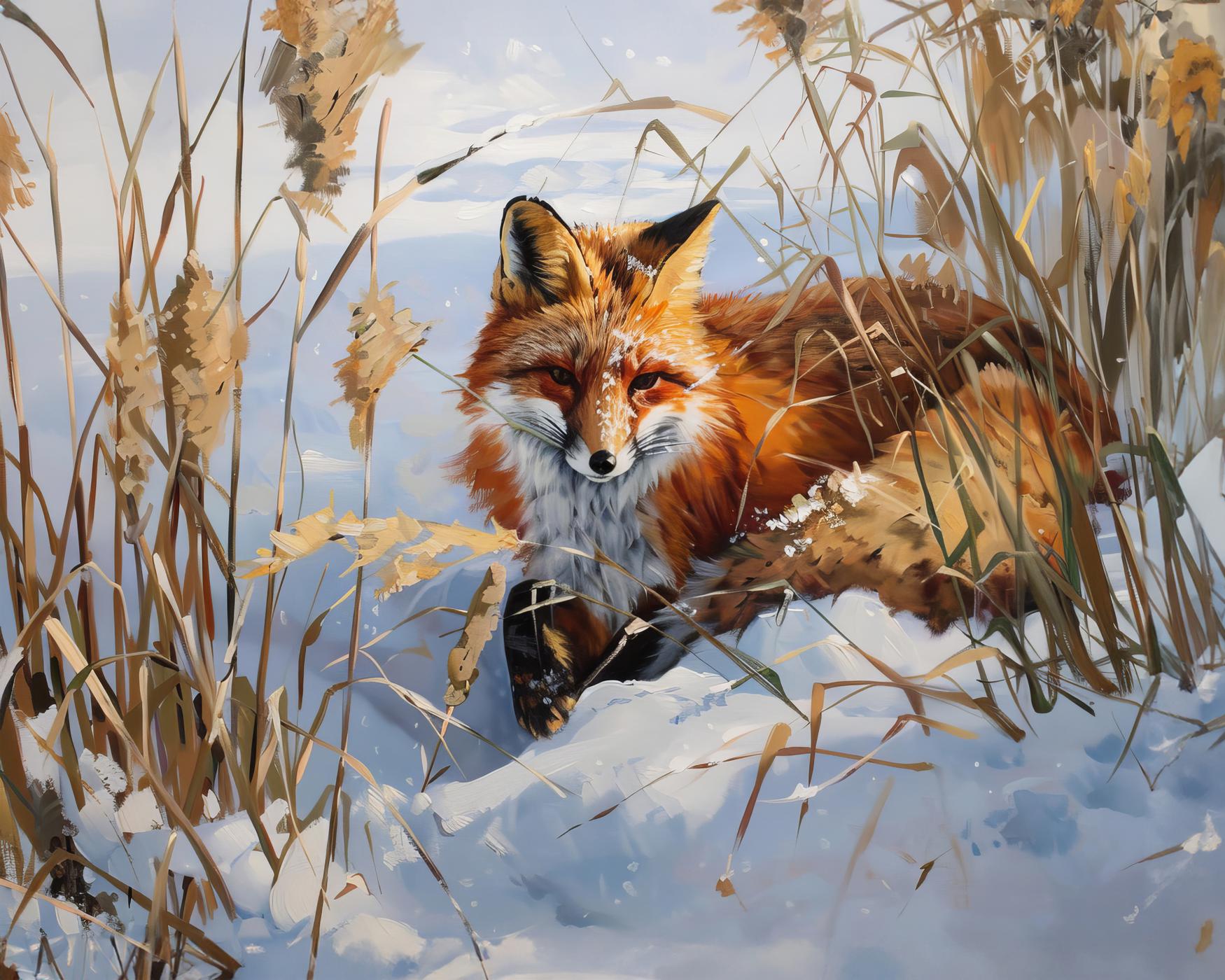 Obrazy na stěnu - LIŠKA VE SNĚHU Rozměr: 80x100 cm, Rámování: vypnuté plátno na rám