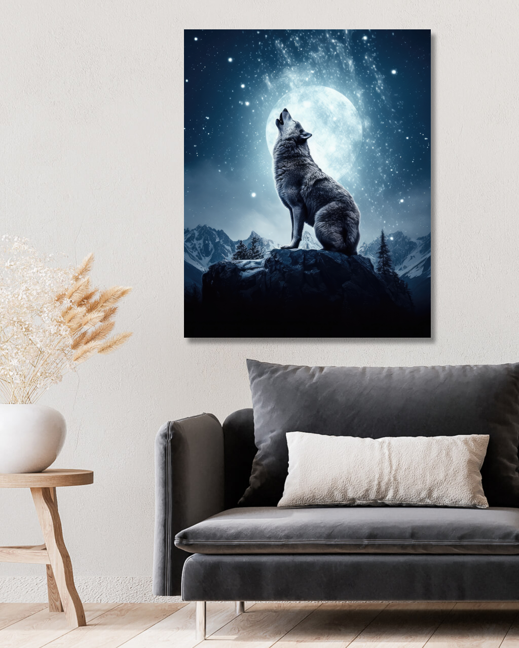 Obrazy na stěnu - Vlk vyjící na měsíc Rozměr: 40x50 cm, Rámování: bez rámu a bez vypnutí plátna