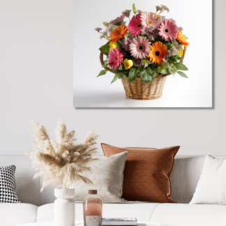 Obrazy na stěnu - Košík letních květin Rozměr: 80x100 cm, Rámování: vypnuté plátno na rám