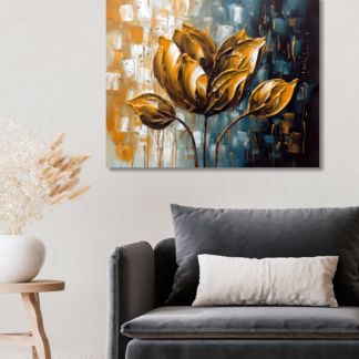 Obrazy na stěnu - Zlatá květina Rozměr: 80x100 cm, Rámování: bez rámu a bez vypnutí plátna