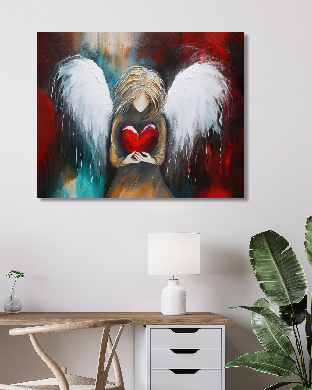 Obrazy na stěnu - Anděl se srdcem bez tváře Rozměr: 40x50 cm, Rámování: bez rámu a bez vypnutí plátna