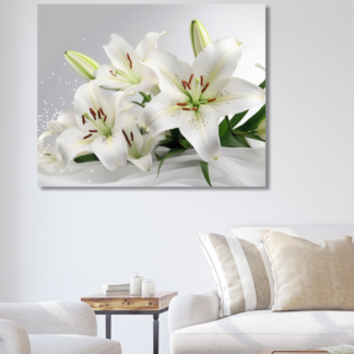 Obrazy na stěnu - Kytice bílých lilií Rozměr: 80x100 cm, Rámování: vypnuté plátno na rám
