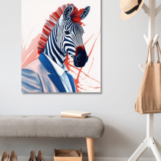 Obrazy na stěnu - Zebra v obleku Rozměr: 40x50 cm, Rámování: vypnuté plátno na rám