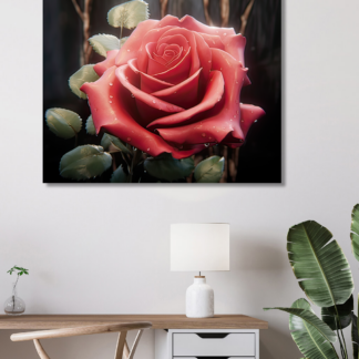 Obrazy na stěnu - Růžová růže Rozměr: 40x50 cm, Rámování: vypnuté plátno na rám