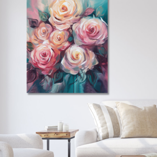 Obrazy na stěnu - Kytice růží Rozměr: 40x50 cm, Rámování: vypnuté plátno na rám
