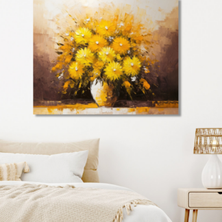 Obrazy na stěnu - Žluté květiny s bílým středem Rozměr: 40x50 cm, Rámování: vypnuté plátno na rám
