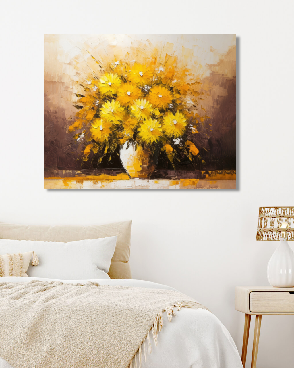 Obrazy na stěnu - Žluté květiny s bílým středem Rozměr: 40x50 cm, Rámování: bez rámu a bez vypnutí plátna