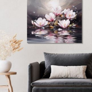 Obrazy na stěnu - Růžová magnólie Rozměr: 80x100 cm, Rámování: vypnuté plátno na rám
