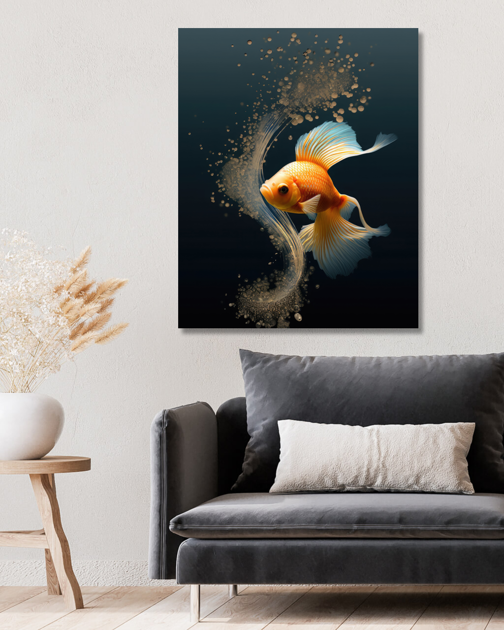 Obrazy na stěnu - Zlatá rybka Rozměr: 80x100 cm, Rámování: vypnuté plátno na rám