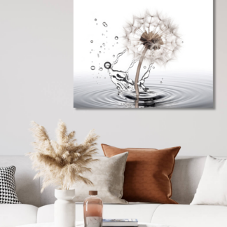 Obrazy na stěnu - Odkvetlá pampeliška ve vodě Rozměr: 40x50 cm, Rámování: vypnuté plátno na rám