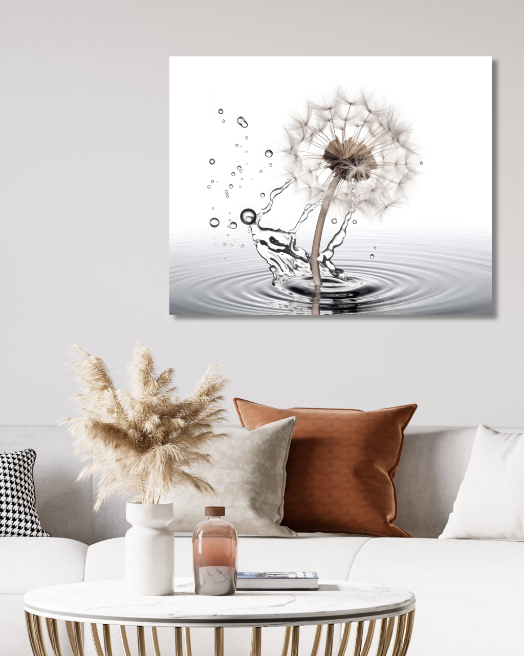 Obrazy na stěnu - Odkvetlá pampeliška ve vodě Rozměr: 40x50 cm, Rámování: vypnuté plátno na rám