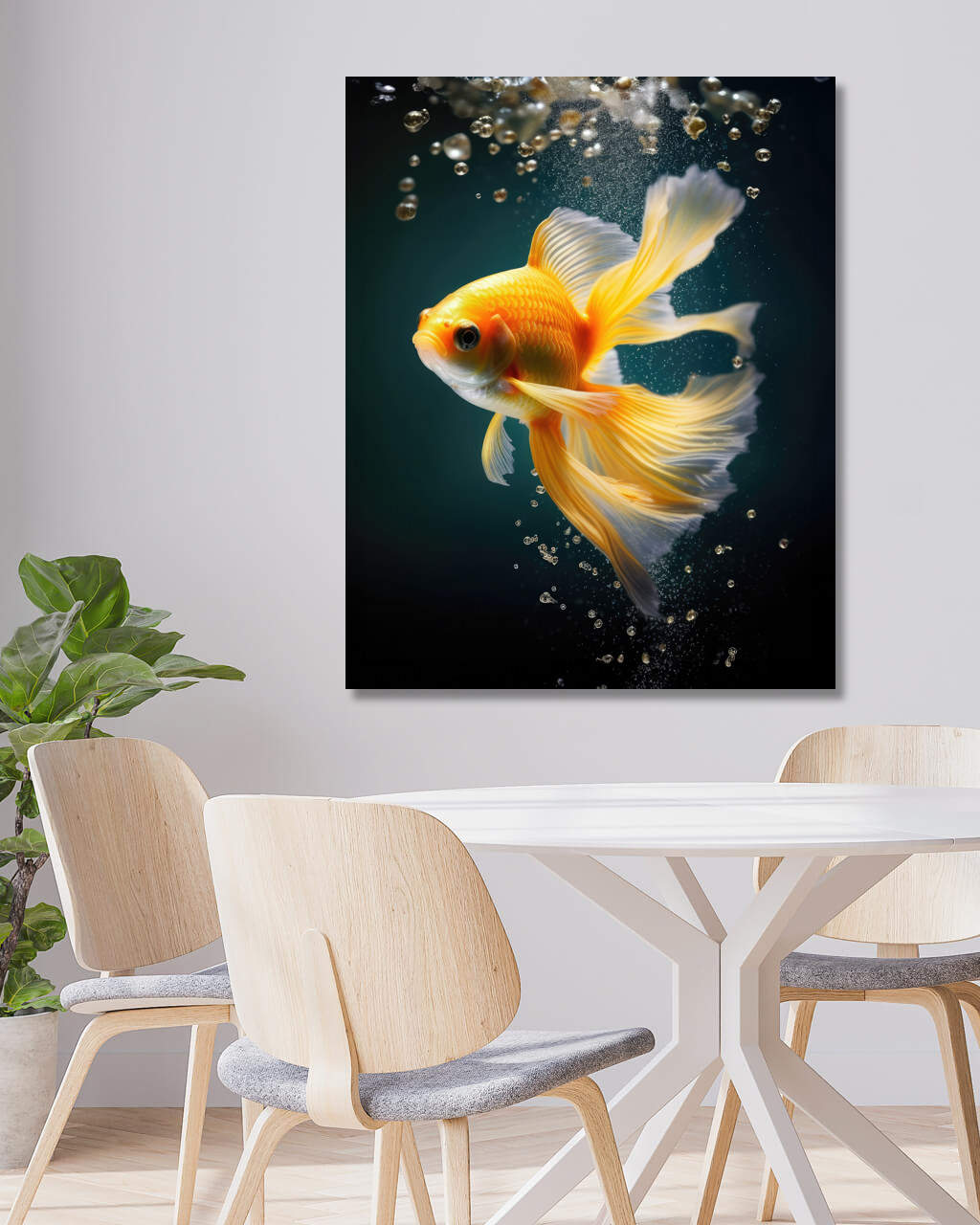 Obrazy na stěnu - Zlatá rybka 2 Rozměr: 40x50 cm, Rámování: vypnuté plátno na rám