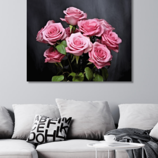 Obrazy na stěnu - Kytice růžových růží Rozměr: 40x50 cm, Rámování: vypnuté plátno na rám