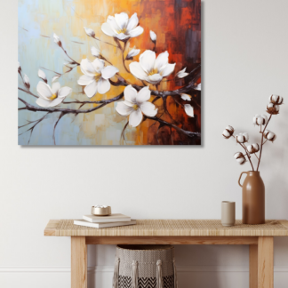 Obrazy na stěnu - Větev bílých květů Rozměr: 80x100 cm, Rámování: bez rámu a bez vypnutí plátna