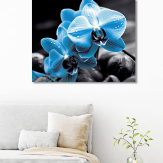 Obrazy na stěnu - Modrá orchidej Rozměr: 80x100 cm, Rámování: bez rámu a bez vypnutí plátna