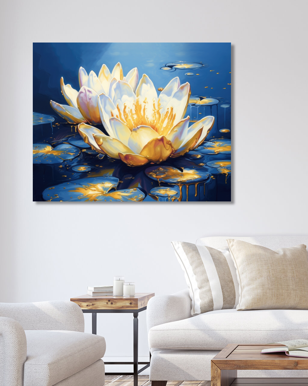 Obrazy na stěnu - Zlatý leknín Rozměr: 40x50 cm, Rámování: bez rámu a bez vypnutí plátna