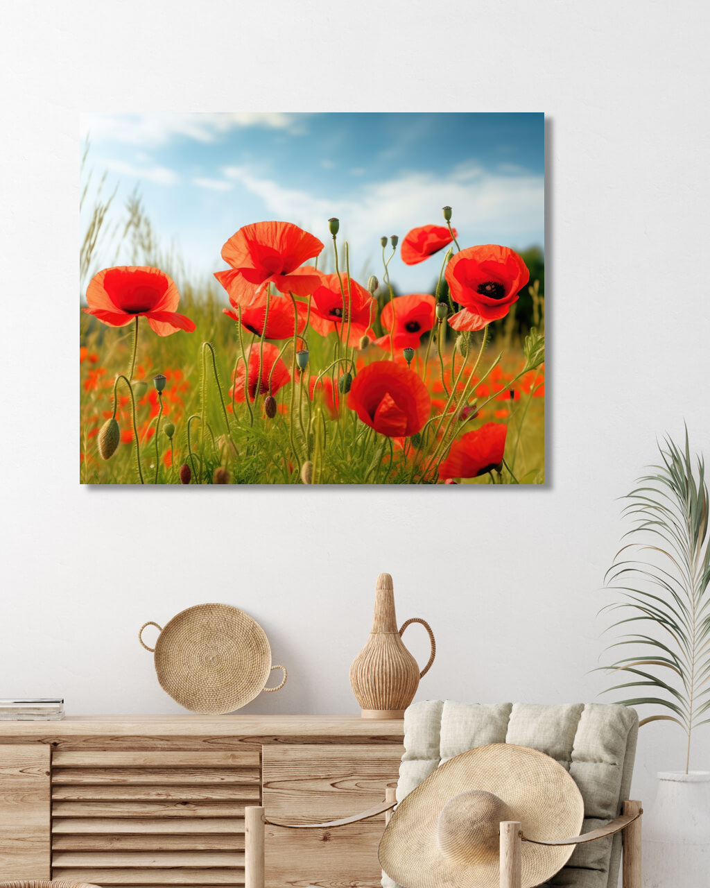 Obrazy na stěnu - Vlčí máky na louce Rozměr: 40x50 cm, Rámování: bez rámu a bez vypnutí plátna