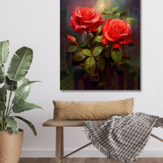 Obrazy na stěnu - Malované růže Rozměr: 40x50 cm, Rámování: vypnuté plátno na rám