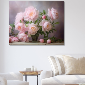 Obrazy na stěnu - Pivoňky plné elegance Rozměr: 80x100 cm, Rámování: vypnuté plátno na rám