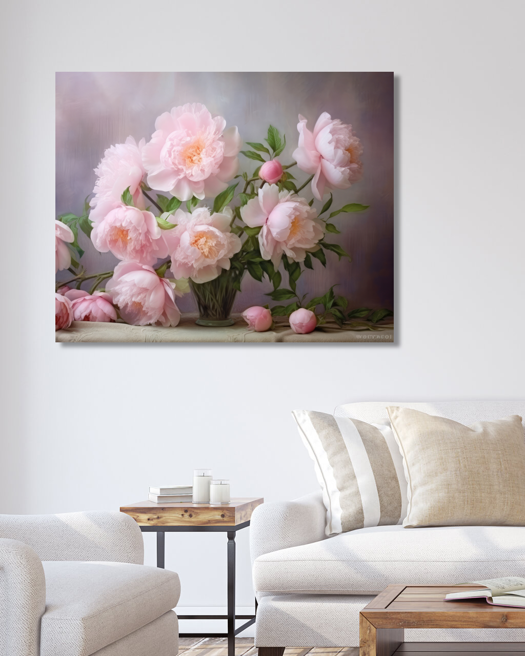 Obrazy na stěnu - Pivoňky plné elegance Rozměr: 80x100 cm, Rámování: vypnuté plátno na rám