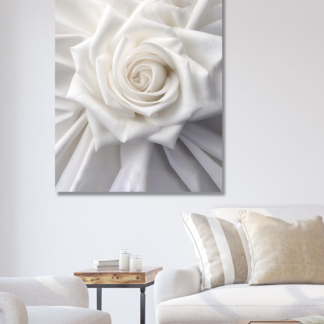 Obrazy na stěnu - Květ bílé růže Rozměr: 40x50 cm, Rámování: vypnuté plátno na rám