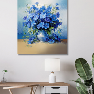 Obrazy na stěnu - Modrá nádhera v kytici květů Rozměr: 80x100 cm, Rámování: bez rámu a bez vypnutí plátna
