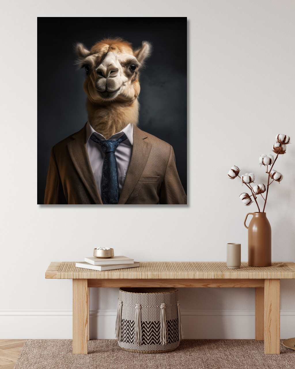 Obrazy na stěnu - Velbloud v obleku Rozměr: 40x50 cm, Rámování: vypnuté plátno na rám