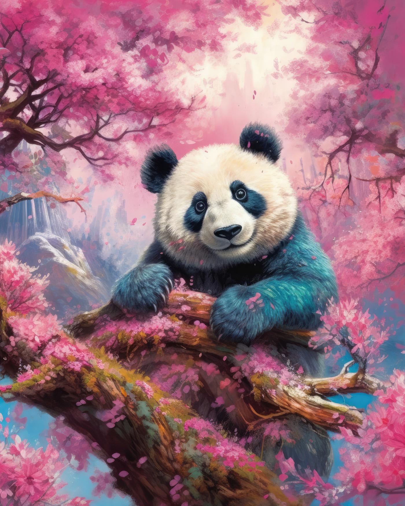 Obrazy na stěnu - Pandí krása na stromě Rozměr: 80x100 cm, Rámování: vypnuté plátno na rám