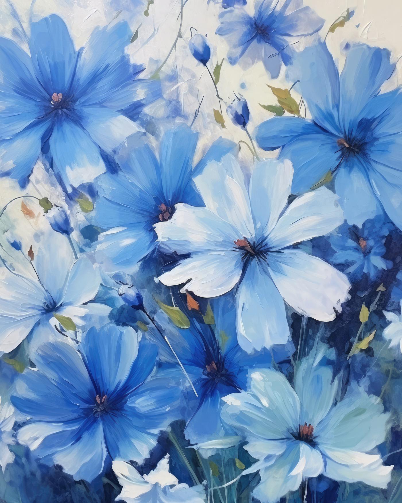 Obrazy na stěnu - Modré květy na poli Rozměr: 80x100 cm, Rámování: vypnuté plátno na rám