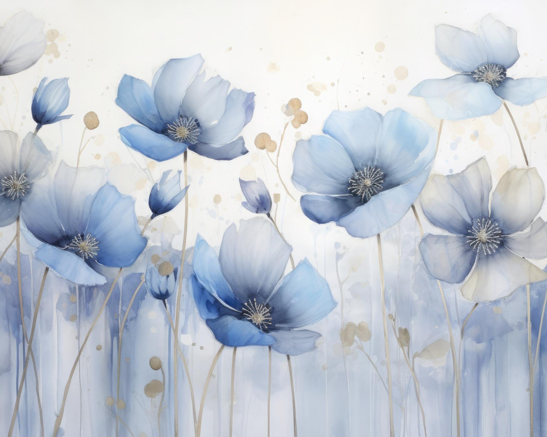 Obrazy na stěnu - Modré kytky Rozměr: 80x100 cm, Rámování: bez rámu a bez vypnutí plátna