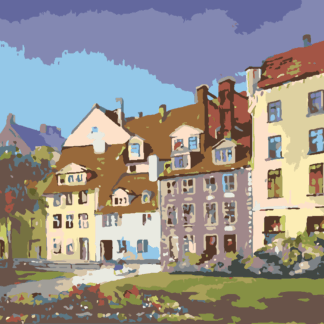 Malování podle čísel - ŘADOVÉ DOMKY Rozměr: 80x100 cm, Rámování: bez rámu a bez vypnutí plátna