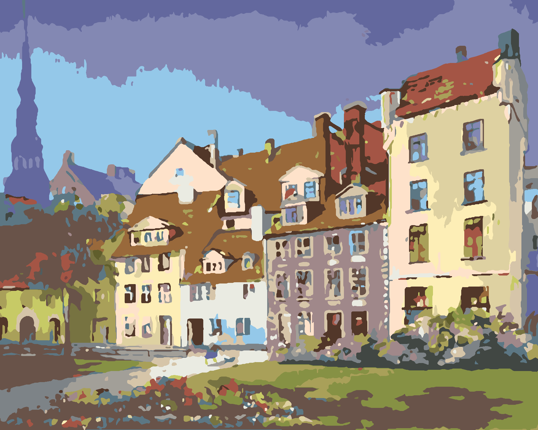 Malování podle čísel - ŘADOVÉ DOMKY Rozměr: 80x100 cm, Rámování: bez rámu a bez vypnutí plátna
