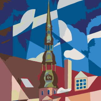 Malování podle čísel - STŘECHA DOMU A NEBE Rozměr: 40x50 cm, Rámování: vypnuté plátno na rám