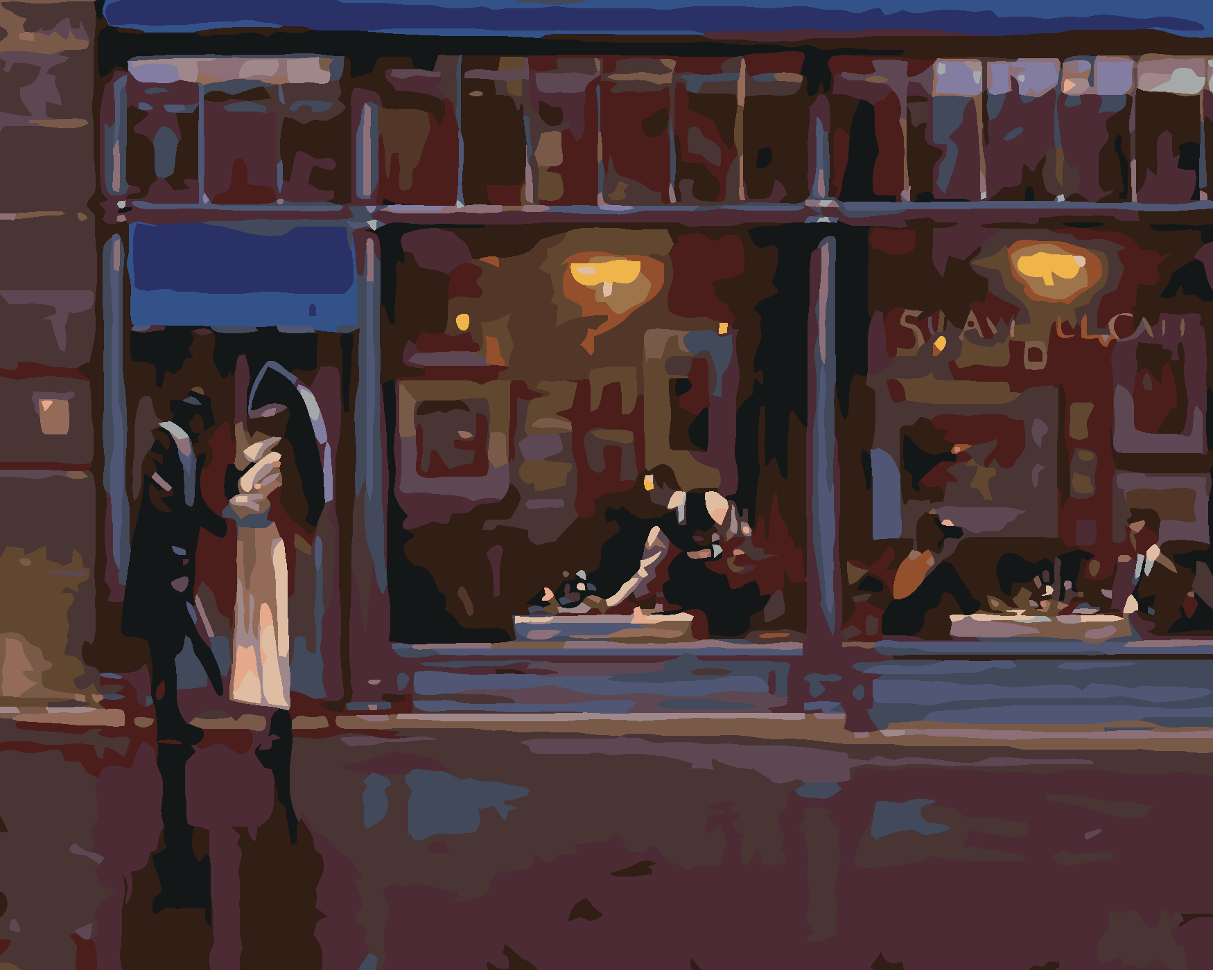 Malování podle čísel - V NOCI PŘED RESTAURACÍ Rozměr: 40x50 cm, Rámování: bez rámu a bez vypnutí plátna