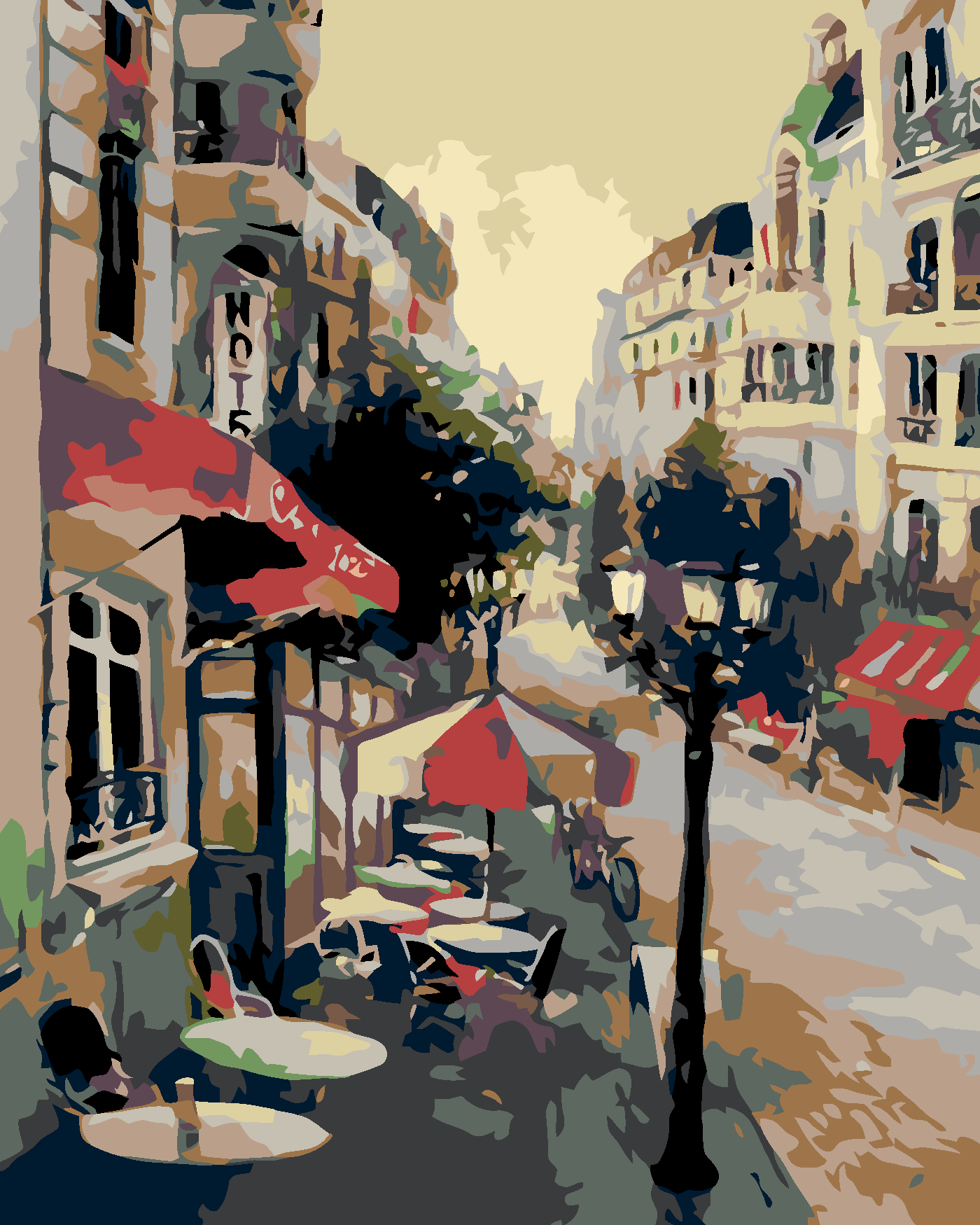 Malování podle čísel - SEZENÍ PŘED HOTELEM Rozměr: 40x50 cm, Rámování: bez rámu a bez vypnutí plátna