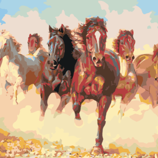 Malování podle čísel - STÁDO KONÍ Rozměr: 80x100 cm, Rámování: bez rámu a bez vypnutí plátna