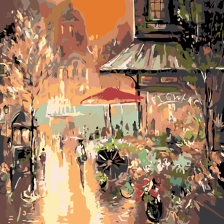 Malování podle čísel - VEČERNÍ MĚSTEČKO Rozměr: 40x50 cm, Rámování: bez rámu a bez vypnutí plátna