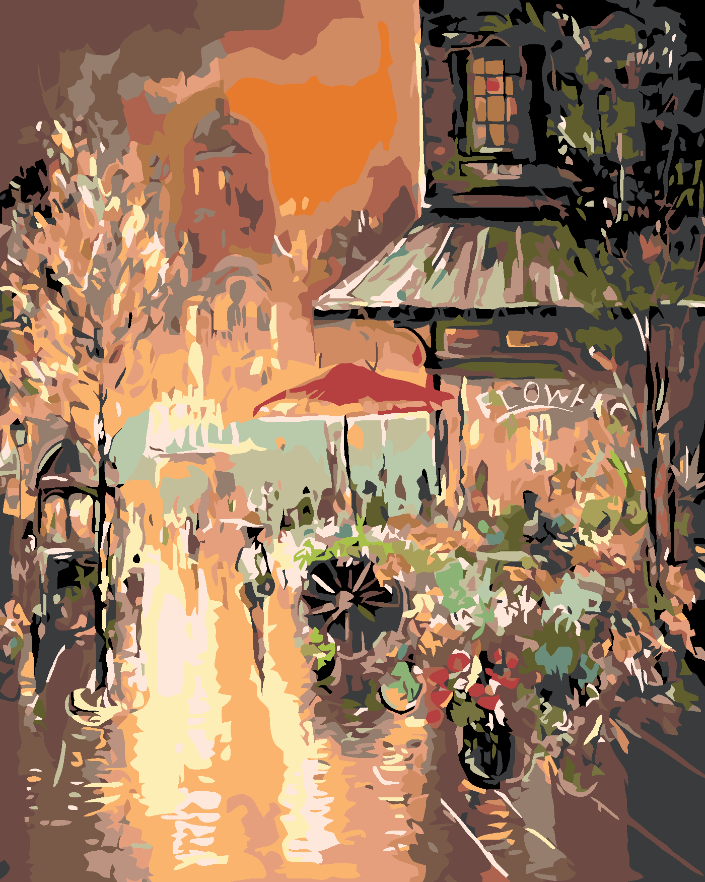 Malování podle čísel - VEČERNÍ MĚSTEČKO Rozměr: 40x50 cm, Rámování: bez rámu a bez vypnutí plátna