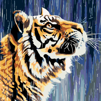Malování podle čísel - TYGR U VODOPÁDU Rozměr: 40x50 cm, Rámování: bez rámu a bez vypnutí plátna