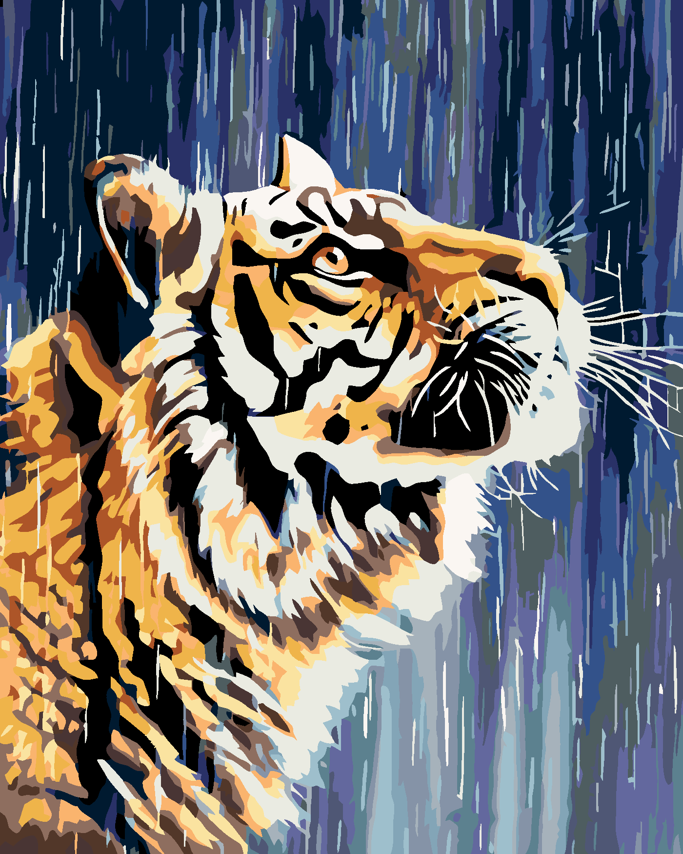 Malování podle čísel - TYGR U VODOPÁDU Rozměr: 40x50 cm, Rámování: bez rámu a bez vypnutí plátna