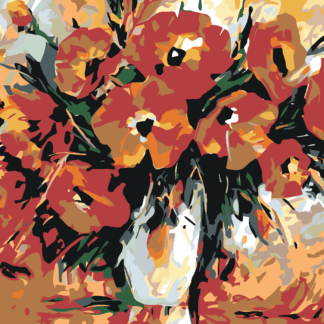 Malování podle čísel - VLČÍ MÁK V BÍLÉ VÁZE Rozměr: 80x100 cm, Rámování: bez rámu a bez vypnutí plátna
