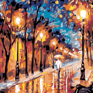 Malování podle čísel - VEČERNÍ ULICE Rozměr: 40x50 cm, Rámování: vypnuté plátno na rám