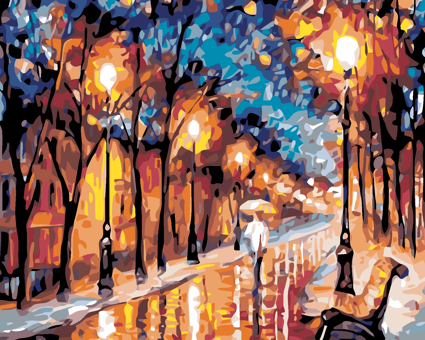 Malování podle čísel - VEČERNÍ ULICE Rozměr: 40x50 cm, Rámování: vypnuté plátno na rám