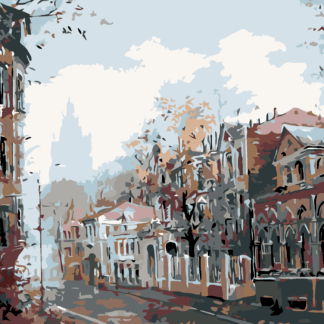 Malování podle čísel - TEMNÉ MĚSTEČKO Rozměr: 80x100 cm, Rámování: bez rámu a bez vypnutí plátna