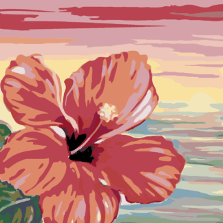 Malování podle čísel - RŮŽOVÝ IBIŠEK Rozměr: 40x50 cm, Rámování: vypnuté plátno na rám