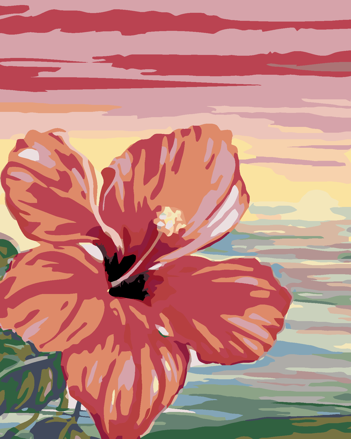 Malování podle čísel - RŮŽOVÝ IBIŠEK Rozměr: 40x50 cm, Rámování: bez rámu a bez vypnutí plátna