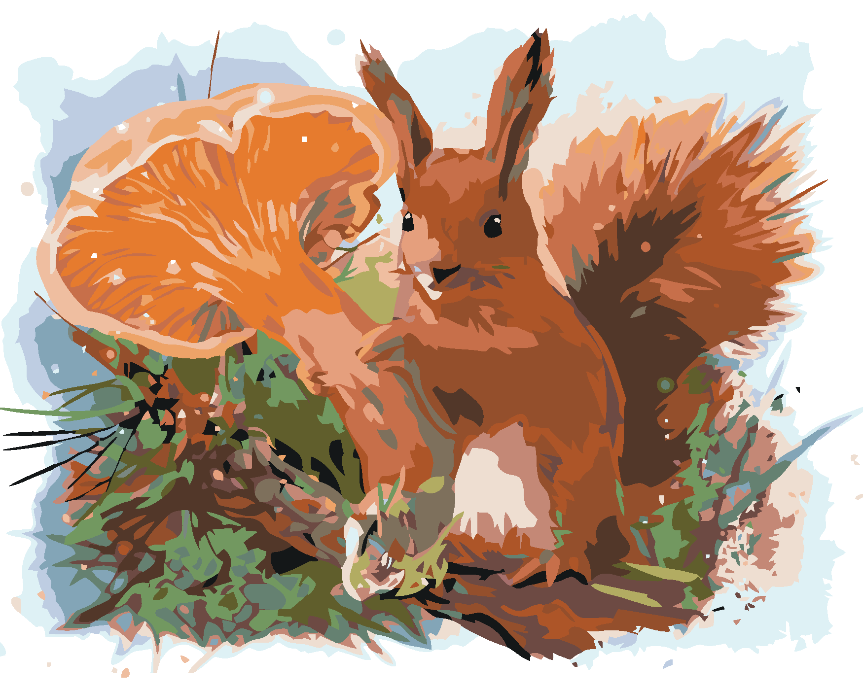 Malování podle čísel - VEVERKA Rozměr: 80x100 cm, Rámování: bez rámu a bez vypnutí plátna